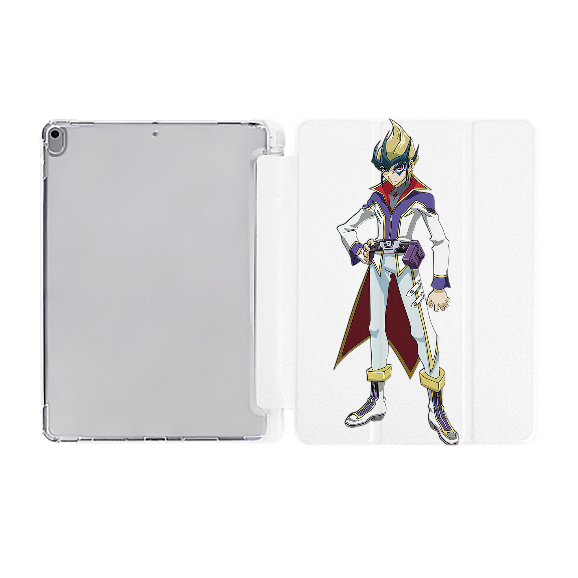 （画像用） 遊☆戯☆王 Yu-Gi-Oh! IPad ケース ペン収納付き 三つ折りスタンド PUレザー×シリコン 対応機種9.5/10.5/10.9インチ